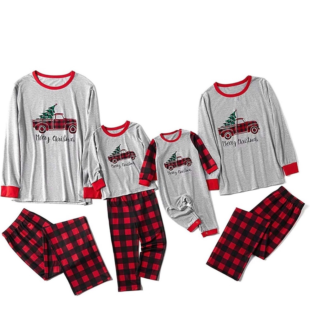 Woman’s Size Small Christmas PJ's with Pick Up Truck and buffalo plaid pants